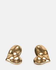 TEXTURED HEART STUD EARRINGS GOLD