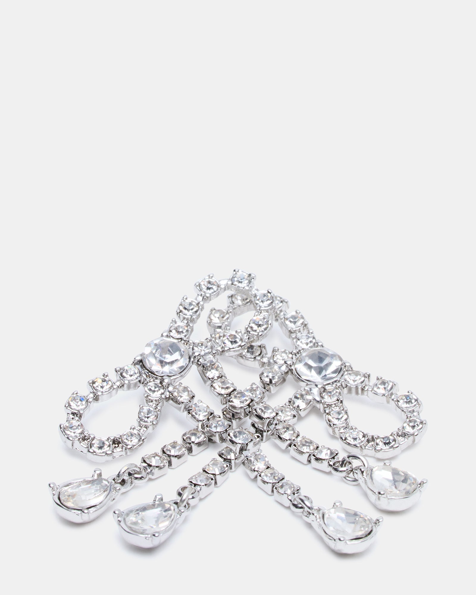 RHINESTONE BOW EARRINGS SILVER