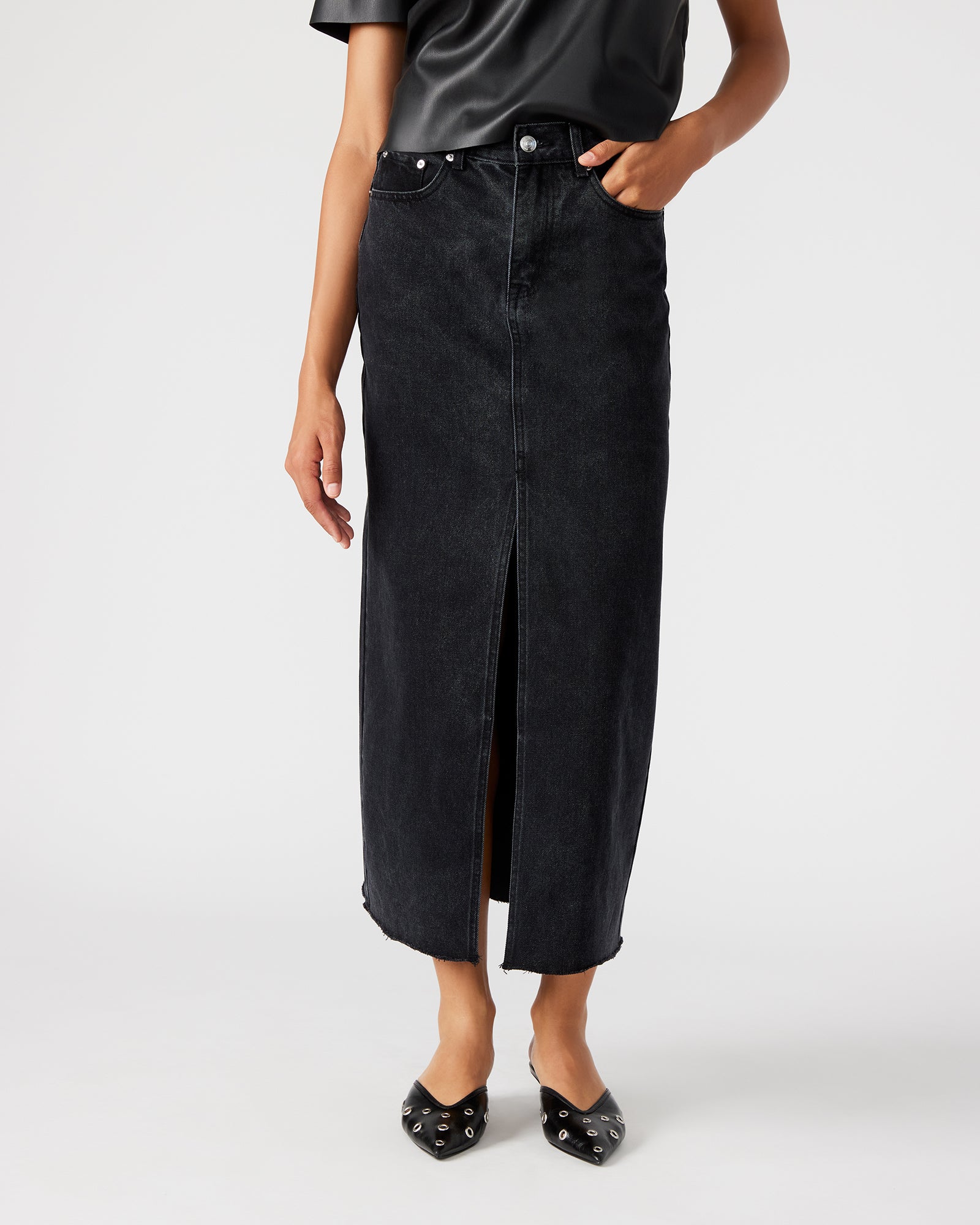 AVANI DENIM SKIRT BLACK