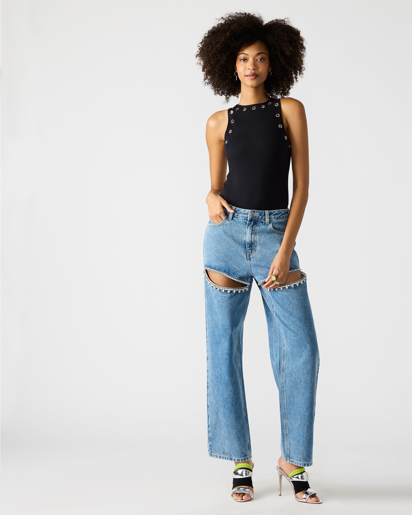 NICO GROMMET BODYSUIT BLACK