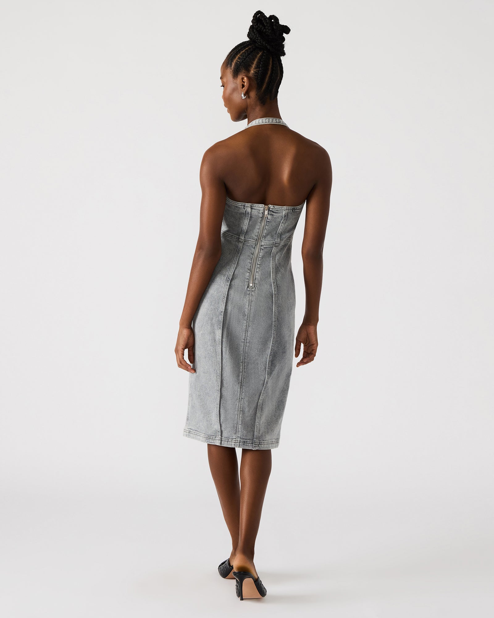 GIA DENIM DRESS LIGHT GREY