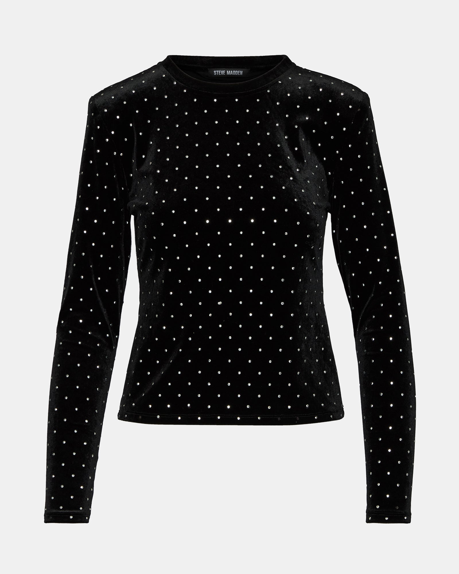 MADILYN STUDDED VELVET TOP BLACK