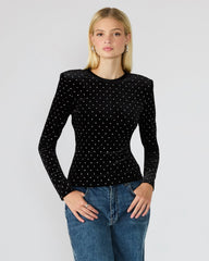 MADILYN STUDDED VELVET TOP BLACK