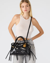 RIGGS BAG EMBELLISHED BLACK DISTRESSED