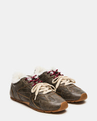 AZIEL FAUX FUR BROWN DISTRESSED